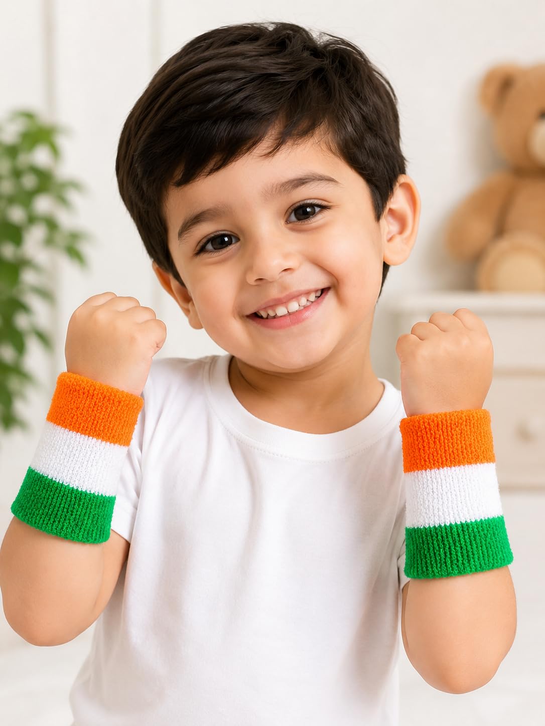Tricolour Wristband Sweatbands, Orange White Green | Indian Flag